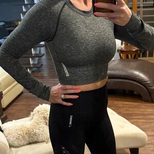 Gymshark Charcoal Long Sleeve Crop Top